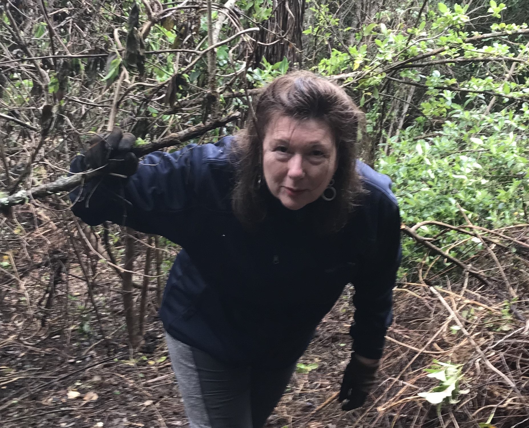 Margaret Voyce doing conservation work in Churchill Park.